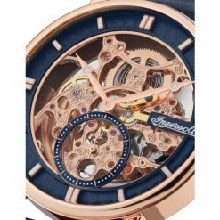 Ingersoll Herald Blue Leather Automatic Watch Men Dark Blue Mix