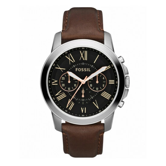 Fossil Grant Brown Leather Chronograph Watch Men Dark Brown Mix 5 Fossil Grant Brown Leather Chronograph Watch Men Dark Brown Mix - Image 3