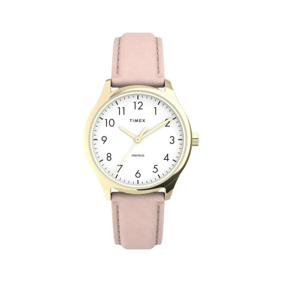 Timex Modern Easy Reader Pink Leather Watch Women White 5 Timex Modern Easy Reader Pink Leather Watch Women White - Image 3