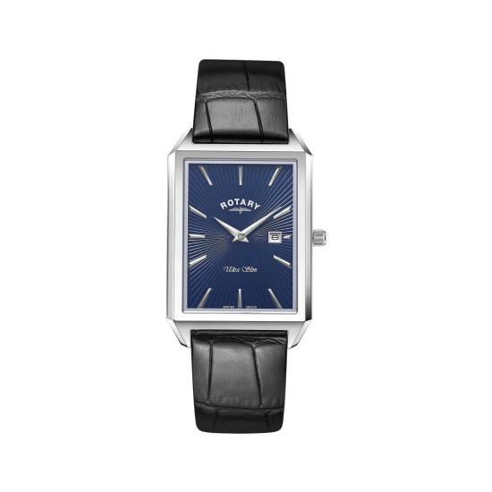 Rotary Ultra Slim Black Leather Watch Men Blue 5 Rotary Ultra Slim Black Leather Watch Men Blue - Image 3