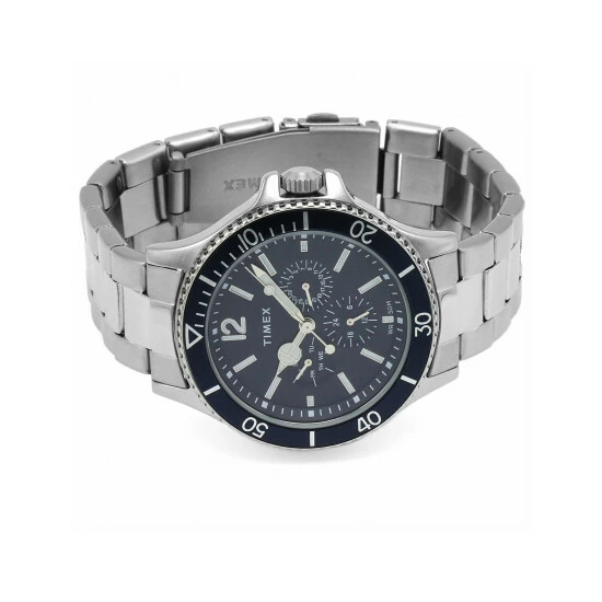 Timex Metropolitan Stainless Steel Chronograph Watch Men Blue 6 Timex Metropolitan Stainless Steel Chronograph Watch Men Blue - Image 4