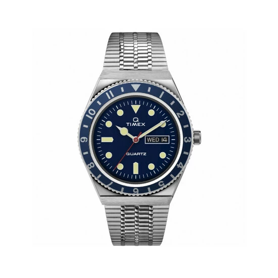 Timex Q Diver Stainless Steel Watch Men Blue 5 Timex Q Diver Stainless Steel Watch Men Blue - Image 3