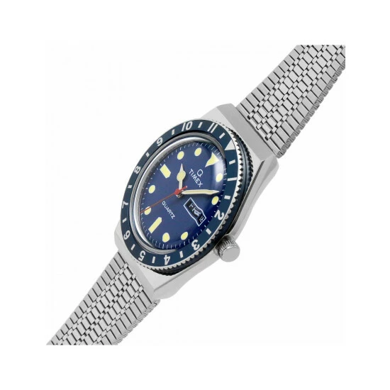 Timex Q Diver Stainless Steel Watch Men Blue 7 Timex Q Diver Stainless Steel Watch Men Blue - Image 5