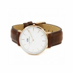 Daniel Wellington St Mawes Brown Leather Watch Men White