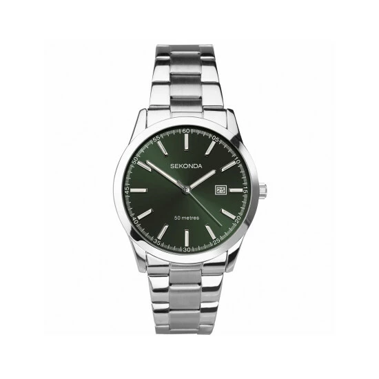 Sekonda 1946 Silver Watch Men Green 5 Sekonda 1946 Silver Watch Men Green - Image 3