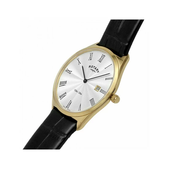 Rotary Ultra Slim Black Leather Watch Men White 9 Rotary Ultra Slim Black Leather Watch Men White - Image 7