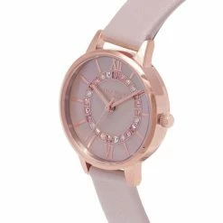 Olivia Burton Wonderland Leather Quartz Watch Women Pink Mix