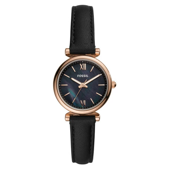 Fossil Mini Carlie Black Leather Watch Women Black Mix 5 Fossil Mini Carlie Black Leather Watch Women Black Mix - Image 3