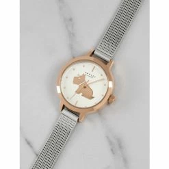Radley Dog Rose Gold Plated Mesh Bracelet Analogue Quartz Watch Women White Mix