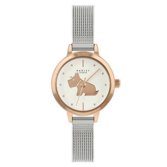 Radley Dog Rose Gold Plated Mesh Bracelet Analogue Quartz Watch Women White Mix 5 Radley Dog Rose Gold Plated Mesh Bracelet Analogue Quartz Watch Women White Mix - Image 3