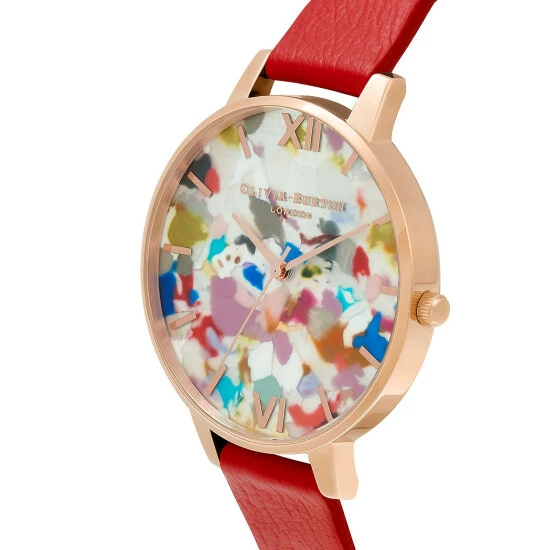 Olivia Burton Pop Art Red Leather And Stainless Steel Bracelet Watch Women 4 Olivia Burton Pop Art Red Leather And Stainless Steel Bracelet Watch Women - Image 2