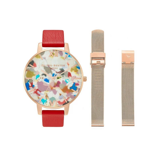Olivia Burton Pop Art Red Leather And Stainless Steel Bracelet Watch Women 5 Olivia Burton Pop Art Red Leather And Stainless Steel Bracelet Watch Women - Image 3