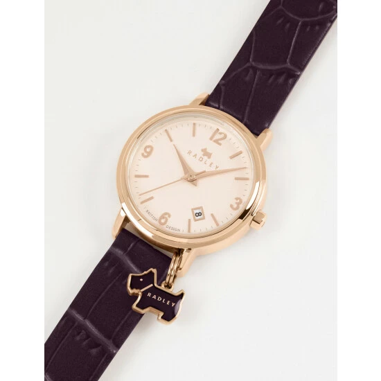Radley Charm Brown Leather Quartz Watch Women Purple Mix 10 Radley Charm Brown Leather Quartz Watch Women Purple Mix - Image 8