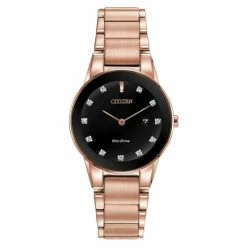 Citizen Axiom Rose Gold Metal Watch Women Black Mix