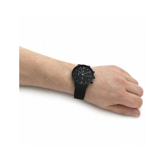 Skagen Anchor Chronograph Black Stainless Steel Watch Men Black Mix 3 Skagen Anchor Chronograph Black Stainless Steel Watch Men Black Mix