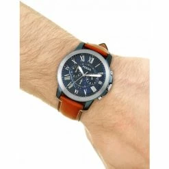 Fossil Grant Brown Leather Chronograph Quartz Watch Men Brown Mix
