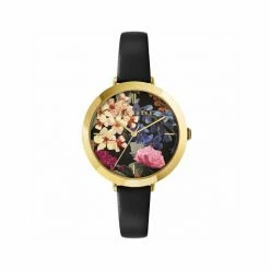 Ted Baker Ammy Floral Black Leather Watch Women Gold -Casio Shop unnamed file 259
