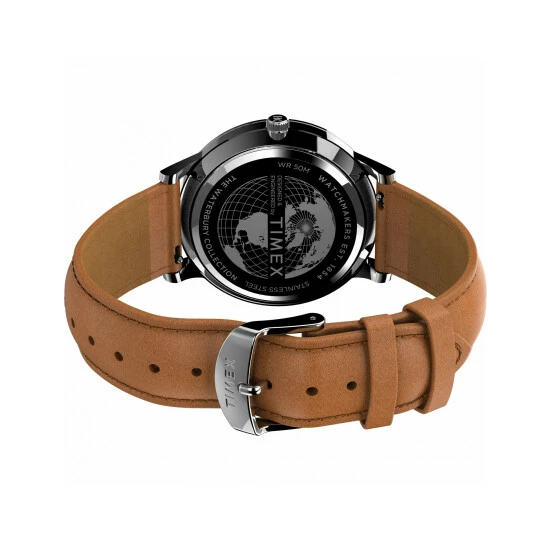 Timex Waterbury Classic Brown Leather Watch Men Black 9 Timex Waterbury Classic Brown Leather Watch Men Black - Image 7