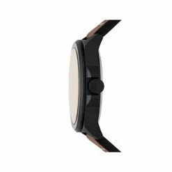 Fossil Bronson Brown Leather Watch Men Black