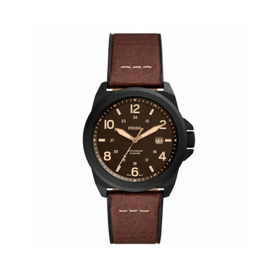 Fossil Bronson Brown Leather Watch Men Black 5 Fossil Bronson Brown Leather Watch Men Black - Image 3
