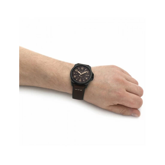 Fossil Bronson Brown Leather Watch Men Black 7 Fossil Bronson Brown Leather Watch Men Black - Image 5