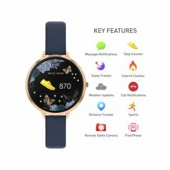 Reflex Active Fitness Blue Leather Smartwatch Women Dark Blue Mix