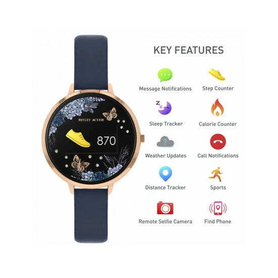 Reflex Active Fitness Blue Leather Smartwatch Women Dark Blue Mix 3 Reflex Active Fitness Blue Leather Smartwatch Women Dark Blue Mix