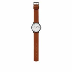 Skagen Signatur Classic Brown Leather Watch Men White Mix