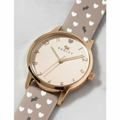 Radley Dog & Heart Print Leather Strap Watch Women Brown Mix