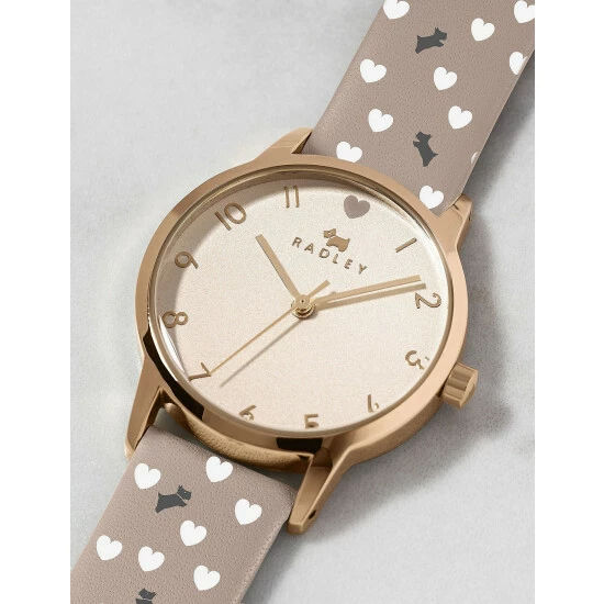 Radley Dog & Heart Print Leather Strap Watch Women Brown Mix 3 Radley Dog & Heart Print Leather Strap Watch Women Brown Mix