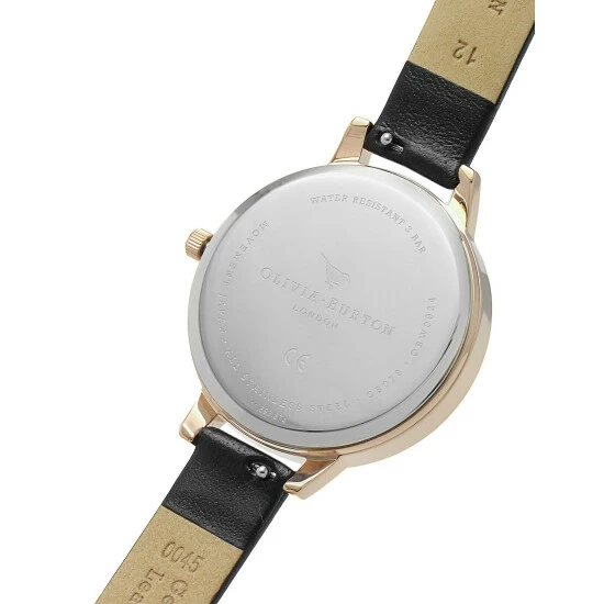 Olivia Burton Planet Black Leather Watch Women Golden Rose 7 Olivia Burton Planet Black Leather Watch Women Golden Rose - Image 5