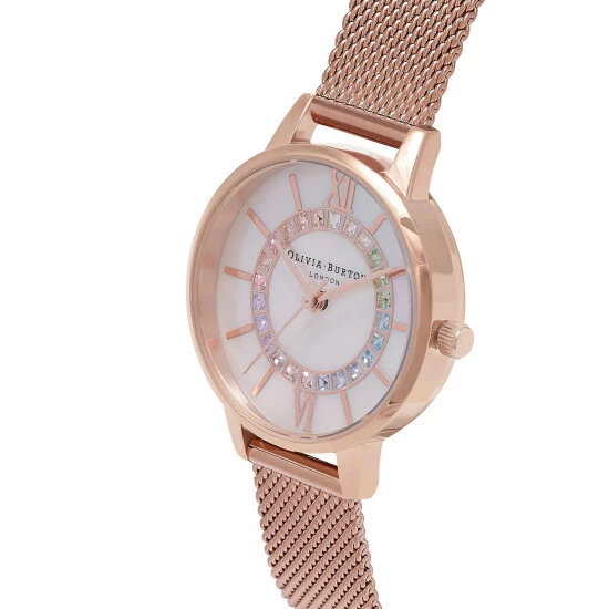 Olivia Burton Rainbow Sparkle Rose Gold Quartz Watch Women Golden Rose 3 Olivia Burton Rainbow Sparkle Rose Gold Quartz Watch Women Golden Rose