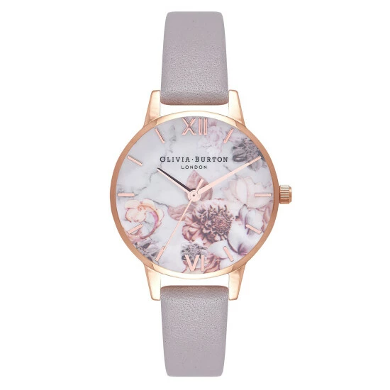 Olivia Burton Marble Floral Leather Quartz Watch Women Lilac Mix 5 Olivia Burton Marble Floral Leather Quartz Watch Women Lilac Mix - Image 3