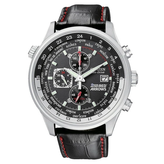 Citizen Red Arrows Eco-Drive Chronograph Leather Watch Men Black Mix 5 Citizen Red Arrows Eco-Drive Chronograph Leather Watch Men Black Mix - Image 3