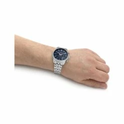 Rotary Oxford Silver Stainless Steel Chronograph Watch Men Dark Blue Mix