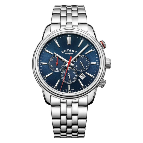 Rotary Oxford Silver Stainless Steel Chronograph Watch Men Dark Blue Mix 5 Rotary Oxford Silver Stainless Steel Chronograph Watch Men Dark Blue Mix - Image 3